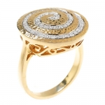 0.35 carats Diamond Swirl Ring in Sterling Silver and 18K Gold Plating (H-I, I2-3) Size 8