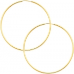 14K Yellow Gold 1.5mm Thickness High Polished Large Endless Hoop Earrings (1.8 or 45mm Diameter)