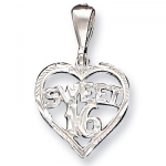 Sterling Silver SWEET 16 Heart Charm Pendant