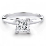 14k White Gold Princess Cut Solitaire Diamond Engagement Ring Band (HI, I1-I2, 0.50 carat)
