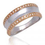 10k Yellow Gold and Silver Diamond Wedding/Anniversary Ring Band (GH, I2-I3, 0.16 carat)