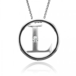 Sterling Silver Alphabet Initial Letter L Diamond Pendant Necklace (HI, I1-I2, 0.05 carat) - All 26 Letters Available