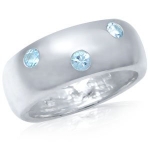 Natural Blue Topaz 925 Sterling Silver Wide Band Ring Size 5