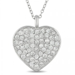 Sterling Silver 18mm Heart Shape Pendant with 1.75mm Round Cubic Zirconia with 18 chain