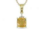 1 ct.t.w. Citrine and Single-Cut Diamond Accent Pendant in 10k Yellow Gold, I2-I3, G-H-I