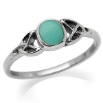 Turquoise Inlay 925 Sterling Silver Celtic Knot Ring Size 7.5