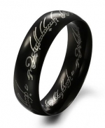 Lord of the Rings Style Black Plated Stainless Steel Unisex Wedding Band Promise Ring 6mm - CR3703(8)
