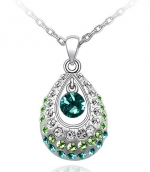 Swarovski Elements Crystal Princess Teardrop Pendant Necklaces In Eight Colors (C)-47cm Chain 9038C