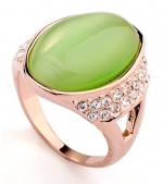 18K Gold Plated Green Oval Opal CZ Ring-CR3691 (6)