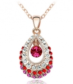 Swarovski Elements Crystal Princess Teardrop Pendant Necklaces In Eight Colors (B)-47cm Chain 9038B