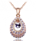 Swarovski Elements Crystal Princess Teardrop Pendant Necklaces In Eight Colors (D)-47cm Chain-9038D