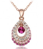 Swarovski Elements Crystal Princess Teardrop Pendant Necklaces In Eight Colors (G)-47cm Chain 9038G