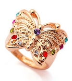 18K Gold Plated Butterfly Filigree Ring-CR3690 (6.5)