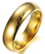 LORD OF THE RINGS Style 6MM High Polish Gold Plated Tungsten Carbide Wedding Band Mens (7.5)
