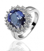 Replica Kate Middleton Princess Diana Engagement Ring 18K Plated Cubic Zirconia Sapphire-CR3470 (5.5)