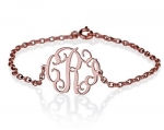 Monogram Bracelet 18k Rose Gold Plated Personalized Initial Name Bracelet (5.5 Inches)