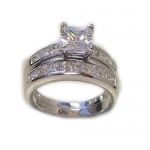 Edwin Earls Princess Cut Cubic Zirconia Sterling Silver Cz Wedding Engagement Ring Set (5)