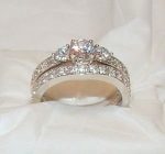 Edwin Earls .925 Sterling Silver Cubic Zirconia Cz Engagement Wedding Ring Set (8)