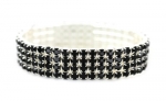 Stretchable Link Tennis Bracelet with Round Cubic Zirconia Crystal Four Strands Black Crystal