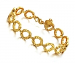 Flying Colors 18K Yellow Gold Plated Women's Circles Link Bracelet 7 Long and 11mm Wide in Facet Finish