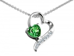 Original Star K(tm) 7mm Heart Shape Simulated Emerald Heart Pendant in .925 Sterling Silver