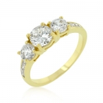 3.3ct Yellow Gold Plated Three Stone Cubic Zirconia Anniversary Engagement Promise Ring (10)