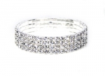 Stretchable Link Tennis Bracelet with Round Cubic Zirconia Crystal Four Strands Clear Crystal