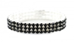 Stretchable Link Tennis Bracelet with Round Cubic Zirconia Crystal Three Strands Black Crystal