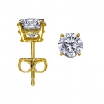 14K Yellow Gold, Round, Diamond Stud Earrings (1/2 ctw, F-H Color, SI1-I2 Clarity)