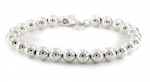 Designer Inspired Sterling Silver Plated Beads Bracelet 7.5mm Beads 7.5 in. Long Extends to 8.5 in.