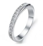 Elegant Semi Eternity Engagement Anniversary Wedding Promise Ring CZ Cubic Zirconia Ring Band, Size 6