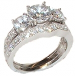 Edwin Earls Sterling Silver Cubic Zirconia Cz Wedding Engagement Ring Set (10)