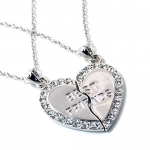 Silvertone Best Friends Heart Necklaces Fashion Jewelry -- 2 Necklaces in Set