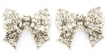 Gorgeous Boutique Quality Crystal Pavé Ribbon Bow Stud Earrings - Silver Rhodium Plated