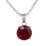 12mm Dark Red Round Pendant on 18 Sterling Silver Chain