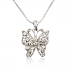 Clear Crystal Butterfly Charm Pendant Necklace