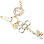 Goldtone Lock and Key Pendant Necklace Fashion Jewelry