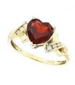 Garnet Heart-shaped 925 Sterling Silver Ring of 24k Gold Plated (Perfect Gift for Valentine's, Enagement and Wedding) (6.5)