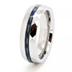 Blue Chip Unlimited - Unisex 6mm Diamond Faceted Tungsten Carbide with Black & Blue Carbon Fiber Inlay Wedding Band Engagement Ring Fashion Jewelry Gift Size 4.5 (4 1/2)