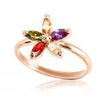 Bling Garnet, Amethyst, Peridot and Citrine Accent Flower Ring Plated with Yellow Gold R317 (6)