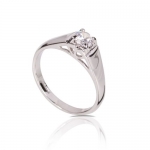 FASHION PLAZA White Gold Finish Engagement Ring with Diamond Cut Cubic Zirconia R331 (9)