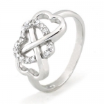 925 Sterling Silver Cubic Zirconia Infinity & Heart Symbol CZ Wedding Band Ring, Nickel Free Sz 4