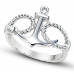 925 Sterling Silver Anchor & Rope Nautical Band Ring Sz 6