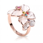FASHION PLAZA White Enamel & Multi-color Swarovski Crystals Flower Ring (Available in Sizes 5 6 7 8 9) R79 (9)