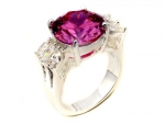 Pink Zircon Cocktail Thick Silver Plated Ring Size 8