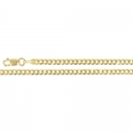 2.5mm 14K Yellow Gold Solid Concave Curb Classic Link Chain Necklace with Secure Lobster Claw Lock Sizes 16 to 30 Available - 22 Inches