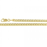 3mm 14K Yellow Gold Solid Concave Curb Classic Link Chain Necklace with Secure Lobster Claw Lock Clasp - 24 inches