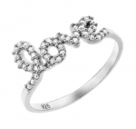 Rhodium Plated Love Cz Ring, Size 5
