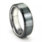 Tungsten Carbide Grey Meteorite Inlay Wedding Band Ring Sz 7.5