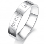 Lover's Stainless Steel Engagement Wedding Anniversary Promise Band Ring for Couple with Engraved Heart forever love, Men's 8